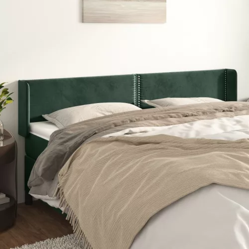 vidaXL sötétzöld bársony szárnyas fejtámla 203x16x78/88 cm