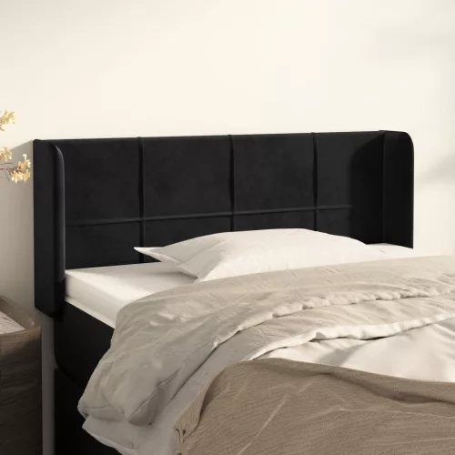 vidaXL fekete bársony fejtámla szárnyakkal 83x16x78/88 cm