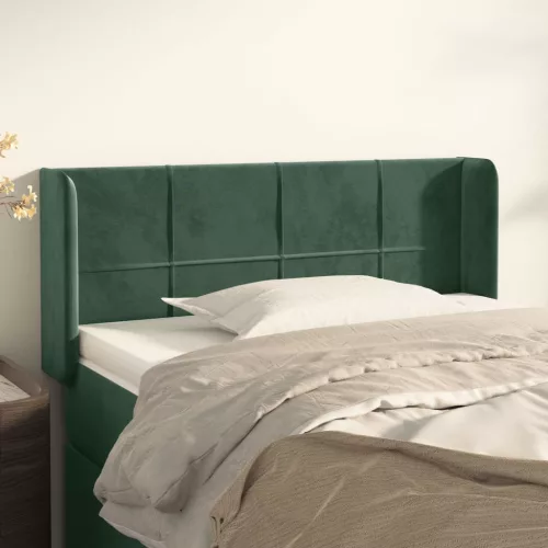 vidaXL sötétzöld bársony fejtámla 83x16x78/88 cm
