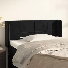 vidaXL fekete bársony fejtámla szárnyakkal 93x16x78/88 cm