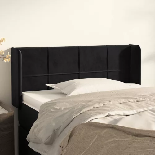vidaXL fekete bársony fejtámla szárnyakkal 93x16x78/88 cm