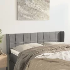 vidaXL világosszürke bársony fejtámla 147x16x78/88 cm