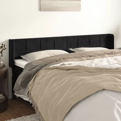 vidaXL fekete bársony szárnyas fejtámla 163x16x78/88 cm