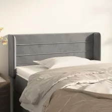 vidaXL világosszürke bársony fejtámla 93x16x78/88 cm