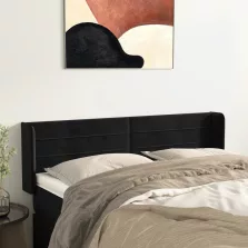   vidaXL fekete bársony fejtámla szárnyakkal 147x16x78/88 cm