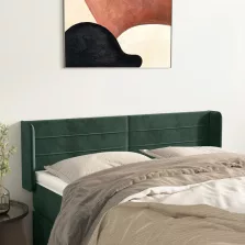 vidaXL sötétzöld bársony fejtámla 147x16x78/88 cm