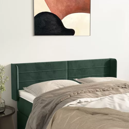 vidaXL sötétzöld bársony fejtámla 147x16x78/88 cm