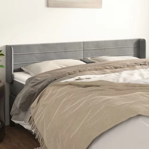 vidaXL világosszürke bársony szárnyas fejtámla 163x16x78/88 cm