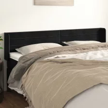 vidaXL fekete bársony szárnyas fejtámla 203x16x78/88 cm