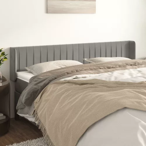 vidaXL világosszürke bársony szárnyas fejtámla 183x16x78/88 cm