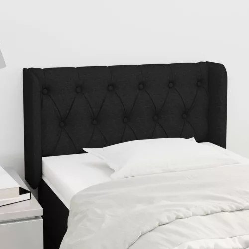 vidaXL fekete szövet fejtámla szárnyakkal 83x16x78/88 cm