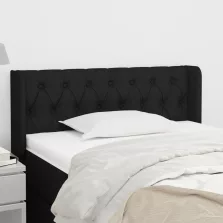 vidaXL fekete szövet fejtámla szárnyakkal 93x16x78/88 cm