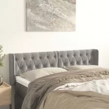 vidaXL világosszürke bársony fejtámla 147x16x78/88 cm