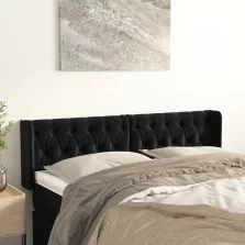   vidaXL fekete bársony fejtámla szárnyakkal 147x16x78/88 cm