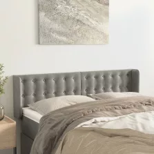   vidaXL világosszürke bársony fejtámla szárnyakkal 147x16x78/88 cm