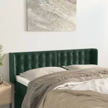   vidaXL sötétzöld bársony fejtámla szárnyakkal 147x16x78/88 cm