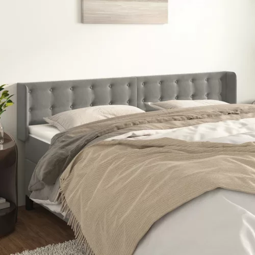 vidaXL világosszürke bársony szárnyas fejtámla 203x16x78/88 cm