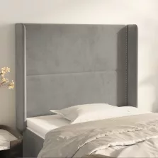   vidaXL világosszürke bársony fejtámla szárnyakkal 103x16x118/128 cm