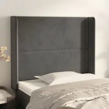   vidaXL sötétszürke bársony fejtámla szárnyakkal 103x16x118/128 cm
