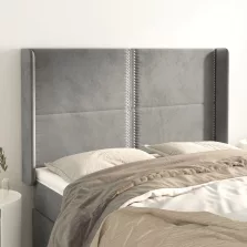   vidaXL világosszürke bársony fejtámla szárnyakkal 147x16x118/128 cm