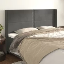   vidaXL sötétszürke bársony fejtámla szárnyakkal 203x16x118/128 cm