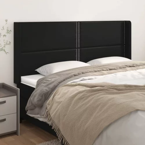 vidaXL fekete műbőr fejtámla szárnyakkal 203x16x118/128 cm