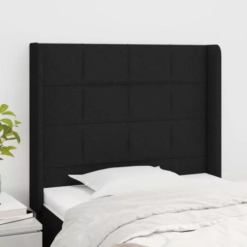 vidaXL fekete szövet fejtámla szárnyakkal 83x16x118/128 cm