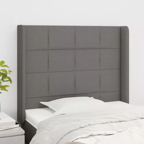 vidaXL sötétszürke szövet fejtámla szárnyakkal 93x16x118/128 cm