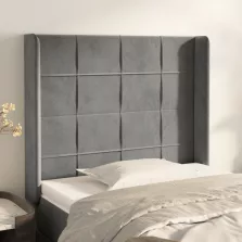  vidaXL világosszürke bársony fejtámla szárnyakkal 83x16x118/128 cm