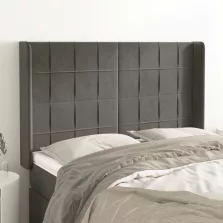   vidaXL sötétszürke bársony fejtámla szárnyakkal 147x16x118/128 cm