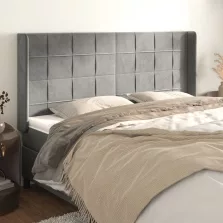  vidaXL világosszürke bársony fejtámla szárnyakkal 203x16x118/128 cm