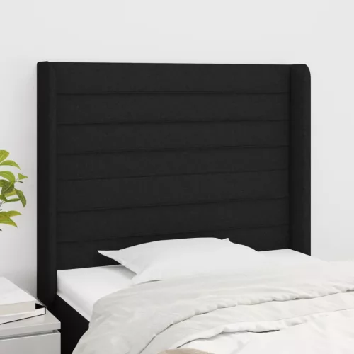 vidaXL fekete szövet fejtámla szárnyakkal 83x16x118/128 cm