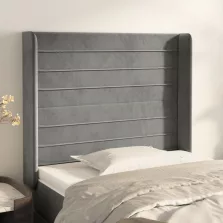   vidaXL világosszürke bársony fejtámla szárnyakkal 83x16x118/128 cm