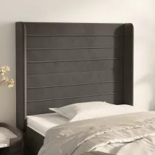   vidaXL sötétszürke bársony fejtámla szárnyakkal 83x16x118/128 cm
