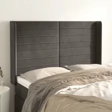   vidaXL sötétszürke bársony fejtámla szárnyakkal 147x16x118/128 cm