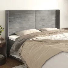   vidaXL világosszürke bársony fejtámla szárnyakkal 203x16x118/128 cm