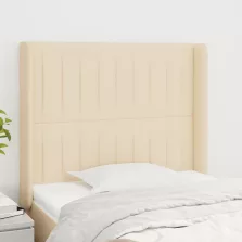   vidaXL krémszínű szövet fejtámla szárnyakkal 93x16x118/128 cm