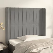   vidaXL világosszürke bársony fejtámla szárnyakkal 83x16x118/128 cm