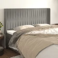   vidaXL világosszürke bársony fejtámla szárnyakkal 163x16x118/128 cm
