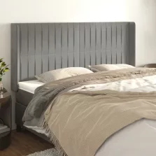   vidaXL világosszürke bársony fejtámla szárnyakkal 183x16x118/128 cm