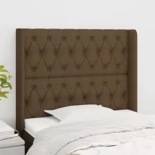   vidaXL sötétbarna szövet fejtámla szárnyakkal 103x16x118/128 cm