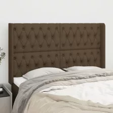   vidaXL sötétbarna szövet fejtámla szárnyakkal 147x16x118/128 cm