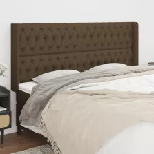   vidaXL sötétbarna szövet fejtámla szárnyakkal 183x16x118/128 cm