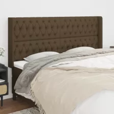   vidaXL sötétbarna szövet fejtámla szárnyakkal 203x16x118/128 cm