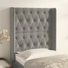   vidaXL világosszürke bársony fejtámla szárnyakkal 83x16x118/128 cm