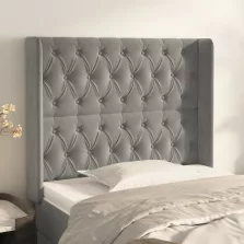   vidaXL világosszürke bársony fejtámla szárnyakkal 93x16x118/128 cm