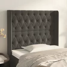   vidaXL sötétszürke bársony fejtámla szárnyakkal 93x16x118/128 cm