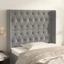   vidaXL világosszürke bársony fejtámla szárnyakkal 103x16x118/128 cm