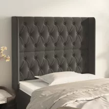   vidaXL sötétszürke bársony fejtámla szárnyakkal 103x16x118/128 cm