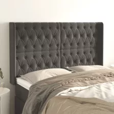  vidaXL sötétszürke bársony fejtámla szárnyakkal 147x16x118/128 cm